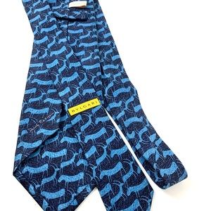 Bulgari Mens Necktie 100% Silk Blue